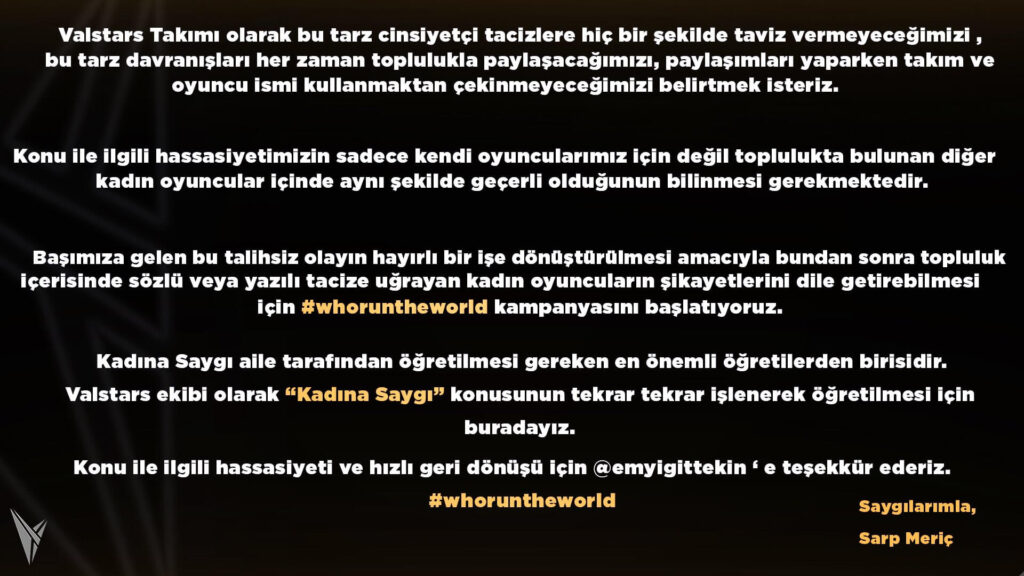 valstars gaming taciz